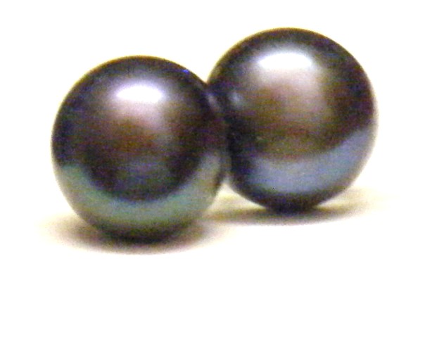 Mauve Black 13,2mm Pearl Stud Earrings